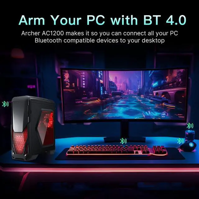 Alt view image 6 of 7 - AC1200 WiFi PCIe Card 867Mbps 5GHz Gaming Bluetooth Windows 11/10/8/7 | 867Mbps 5GHz gaming, 300Mbps long-range, Bluetooth (USB Cable incl.), Dual brackets Fits mini/standard PC, Windows 7-11