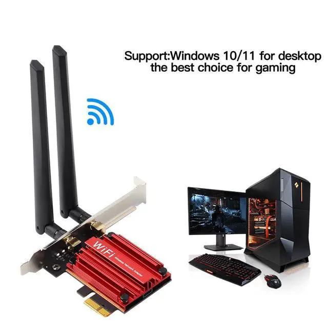 Alt view image 5 of 7 - WiFi 6 PCIe Card with Bluetooth 5.2, AX1800 Dual Band 2.4G/5G for Desktop | MT7921 Chip, Compatible with Windows 10/11, Low Latency for Gaming & 4K Streaming, High Gain Antenna & WPA3 Security