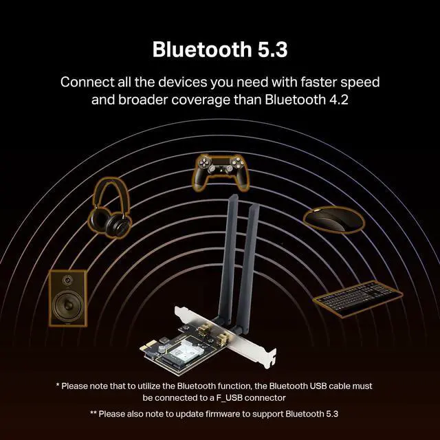 Alt view image 3 of 7 - AX210 WiFi 6E Card for Desktop, PCIe Wireless Network Card with Bluetooth 5.3, AX5400 Tri-Band, OFDMA & MU-MIMO, Ultra-Low Latency, WPA3, Low-Profile Bracket, for Windows 10/11