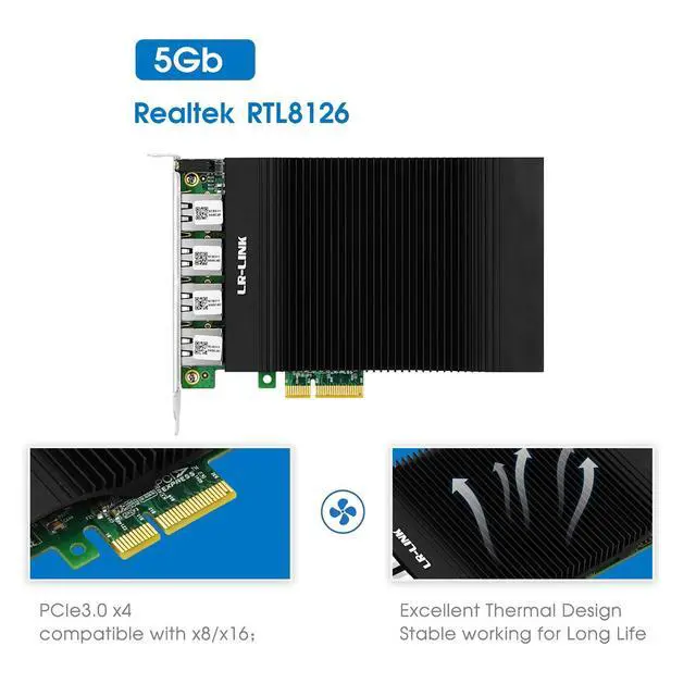 Alt view image 3 of 6 - PCIe X4 Quad-Port PoE 5G Vision Frame Grabber Card