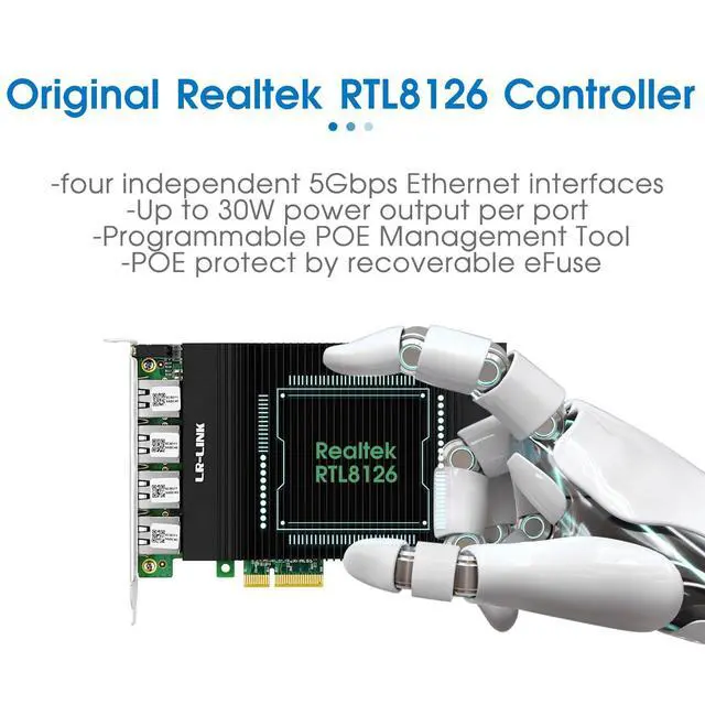 Alt view image 4 of 6 - PCIe X4 Quad-Port PoE 5G Vision Frame Grabber Card