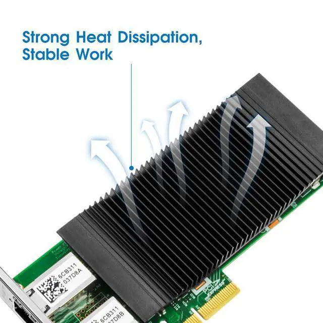 Alt view image 2 of 5 - Gigabit Network Card with 1ntel I350 Chip,Dual-RJ45 PoE+ Ports PCI Express v2.1 x4 Ethernet Adapter Support Linux/Windows/Windows Xp/VMware