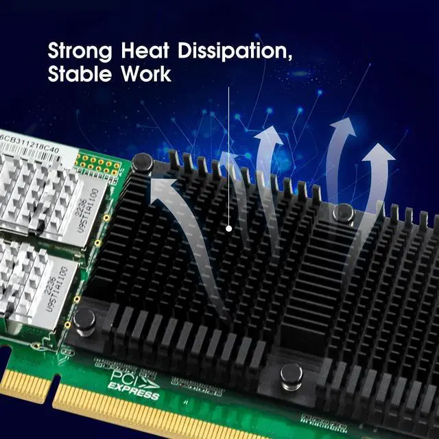 Alt view image 4 of 6 - 100Gb Network Card with Intel E810-CAM2 Chip,Dual-QSFP28 Ports PCI Express Ethernet Nic Adapter Support Windows Server/Linux/VMware,Compare to 1ntel E810-CQDA2