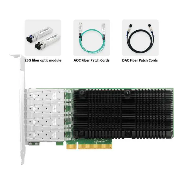 Alt view image 2 of 5 - PCIe x8 Quad-Port 25G SFP28 Ethernet Network Adapter (E810)