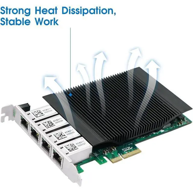 Alt view image 2 of 5 - Gigabit Network Card with 1ntel I350 Controller,4 RJ45 PoE+ Ports PCI Express v2.1 x4 Ethernet Adapter Support Windows/Windows Server/Linux