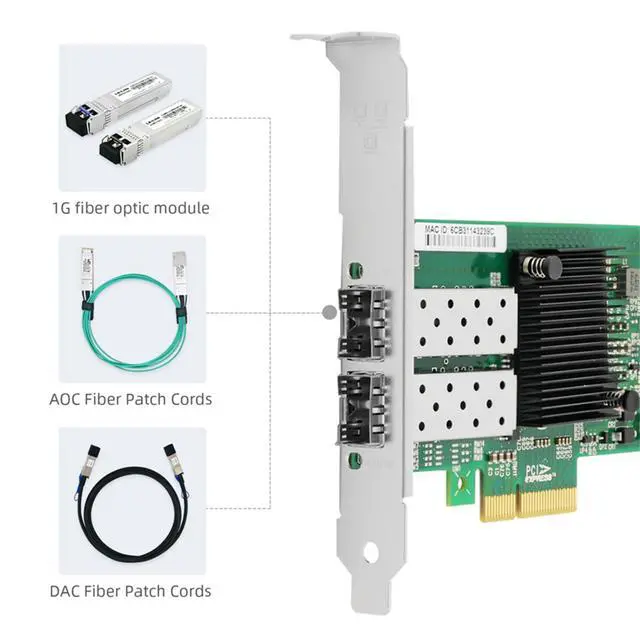 Alt view image 4 of 5 - PCIe x4 Dual-Port 1G SFP Server Adapter (I350)