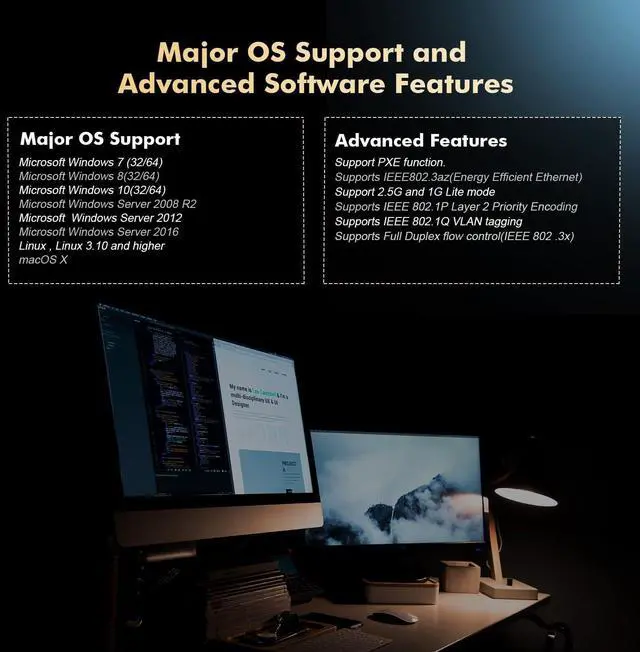 Alt view image 6 of 7 - 2.5G Ethernet PCIe Card RTL8125 Gaming NAS Server SFF PC Windows | 2500Mbps 2.5G wired speed, 2.5x faster Gigabit, RTL8125, full/Low-profile brackets, Fits PCIe x1/x4/x8/x16, Win7-11 & Linux