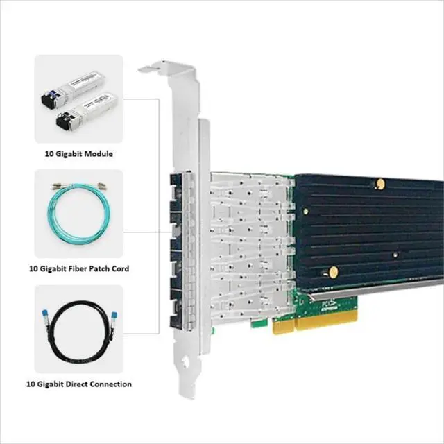 Alt view image 2 of 4 - PCIe x8 Quad-Port 10G SFP+ Ethernet Server Adapter (1ntel XL710)