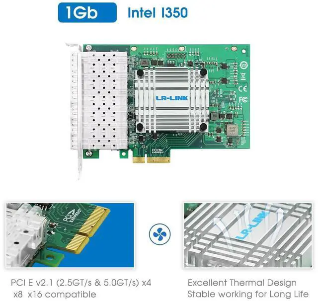 Alt view image 3 of 6 - PCIe x4 Network Adapter, Six-Optical Gigabit SFP Ethernet Network Card