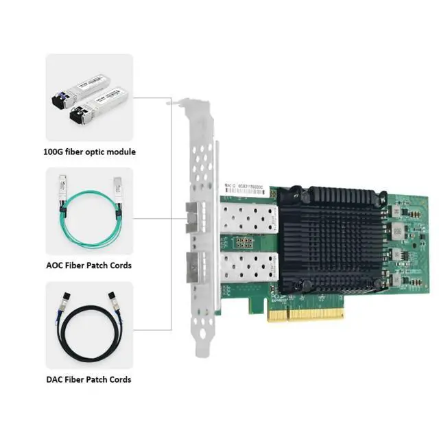 Alt view image 2 of 4 - PCIe x8 Dual-Port 25G SFP28 Ethernet Network Adapter (1ntel E810)