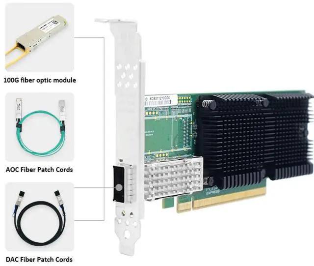 Alt view image 2 of 3 - PCIe x16 Single-Port 100G QSFP28 Ethernet Network Adapter (1ntel E810)