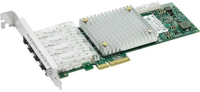 Alt view image 2 of 4 - PCIe x4 Quad-Port 100M Fiber SFP Ethernet Network Adapter (1ntel I350)