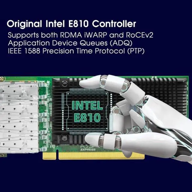 Alt view image 2 of 6 - 25Gb Network Card with 1ntel E810 Chip,Quad-Ports PCI Express Ethernet Adapter Support Windows Server/Linux/VMware, Compare to 1ntel E810-XXVDA4