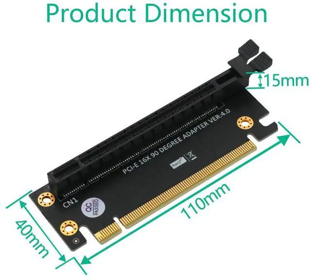 Alt view image 4 of 5 - PCIe 16x Riser Card,PCI-e Express 4.0 16X Male to Female Extension Card for 1U / 2U Server Case GPU Graphics Card