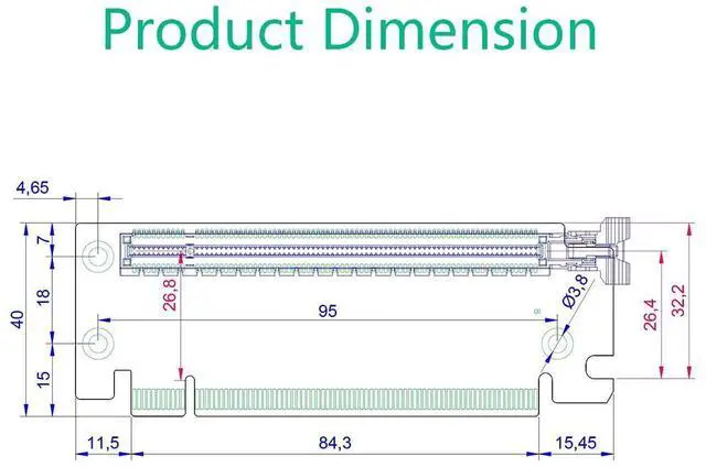 Alt view image 5 of 5 - PCIe 16x Riser Card,PCI-e Express 4.0 16X Male to Female Extension Card for 1U / 2U Server Case GPU Graphics Card