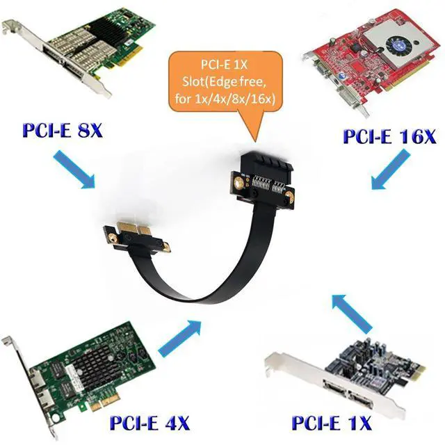 Alt view image 5 of 5 - PCI-e Express 1X Riser Extender Extension Card with 20CM High Speed Flex Cable