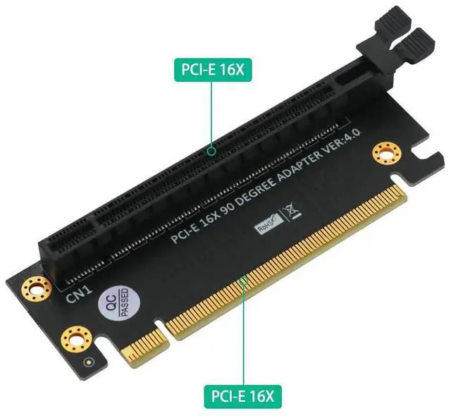 Alt view image 3 of 5 - PCIe 16x Riser Card,PCI-e Express 4.0 16X Male to Female Extension Card for 1U / 2U Server Case GPU Graphics Card
