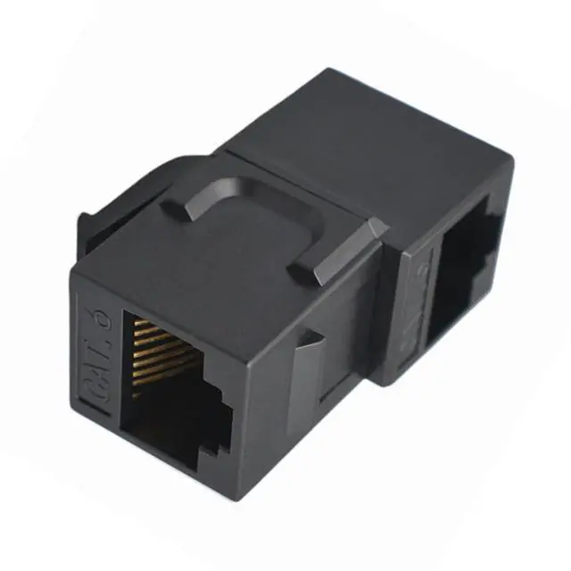 Main image of 90 Degree Up Angled UTP CAT6 Keystone Coupler RJ45 Female to Female UTP CAT6 Keystone Inline Coupler Black