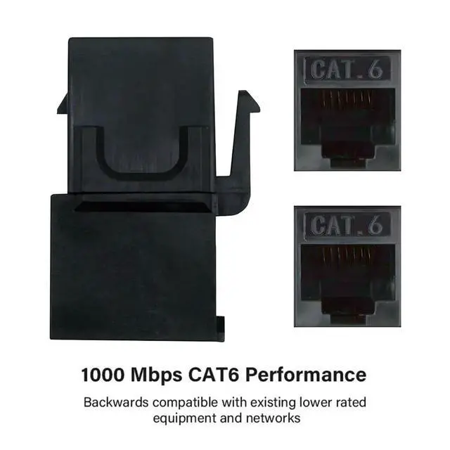 Alt view image 2 of 7 - 90 Degree Up Angled UTP CAT6 Keystone Coupler RJ45 Female to Female UTP CAT6 Keystone Inline Coupler Black
