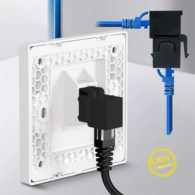 Alt view image 3 of 7 - xiwai Up Angled 90 Degree UTP CAT6 Keystone Insert Adapter RJ45 Female to Female UTP CAT6 Keystone Inline Coupler for Wall Plate Outlet Panel Black