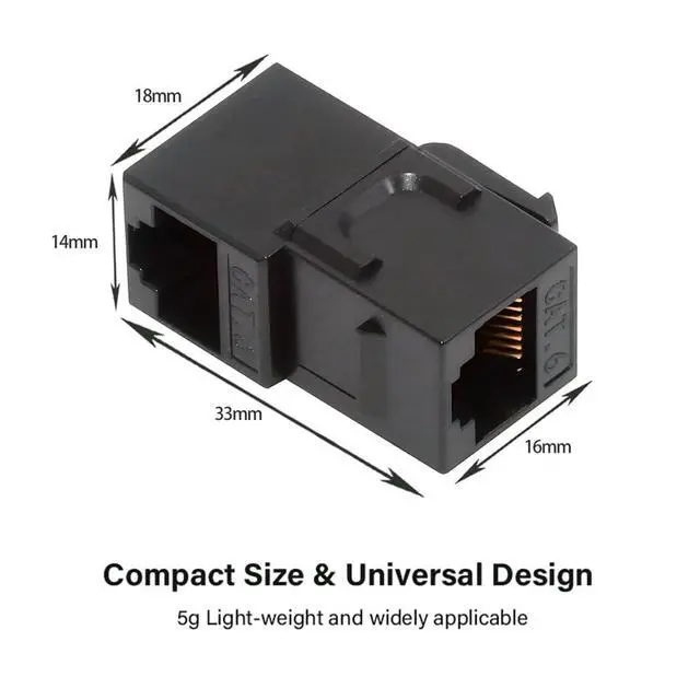 Alt view image 6 of 7 - xiwai Up Angled 90 Degree UTP CAT6 Keystone Insert Adapter RJ45 Female to Female UTP CAT6 Keystone Inline Coupler for Wall Plate Outlet Panel Black
