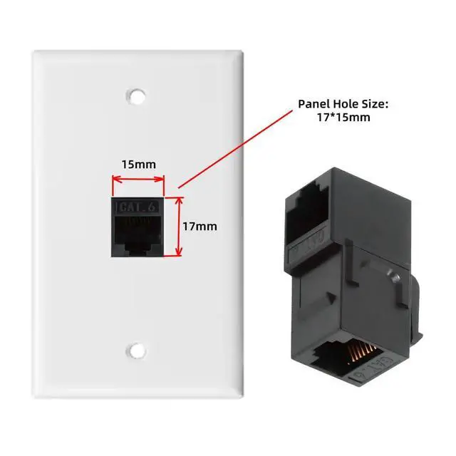 Alt view image 7 of 7 - xiwai Up Angled 90 Degree UTP CAT6 Keystone Insert Adapter RJ45 Female to Female UTP CAT6 Keystone Inline Coupler for Wall Plate Outlet Panel Black