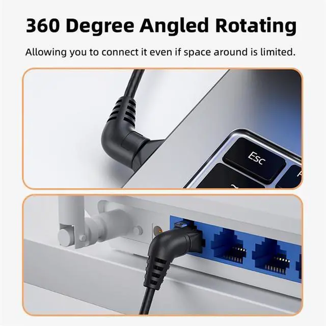 Alt view image 2 of 7 - xiwai RJ45 8P8C 1000Mbps Male to Male Network 360 Degrees Rotated Angled Cable CAT6 UTP for LAN Ethernet Network 1.0M/3.3FT