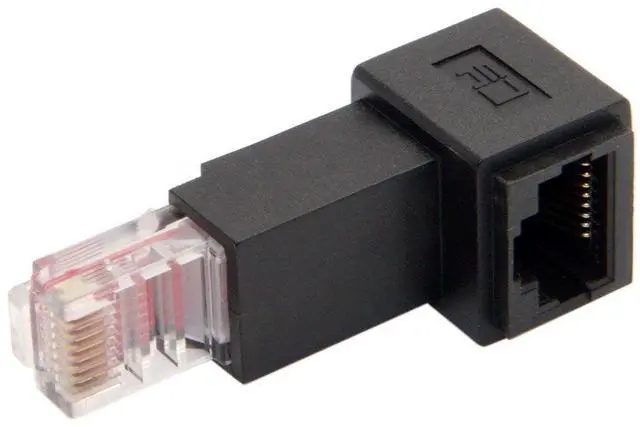 Main image of xiwai RJ45 Up Angled 90 Degree 8P8C FTP STP UTP Cat 5e CAT6 Male to Female LAN Ethernet Network Extension Adapter
