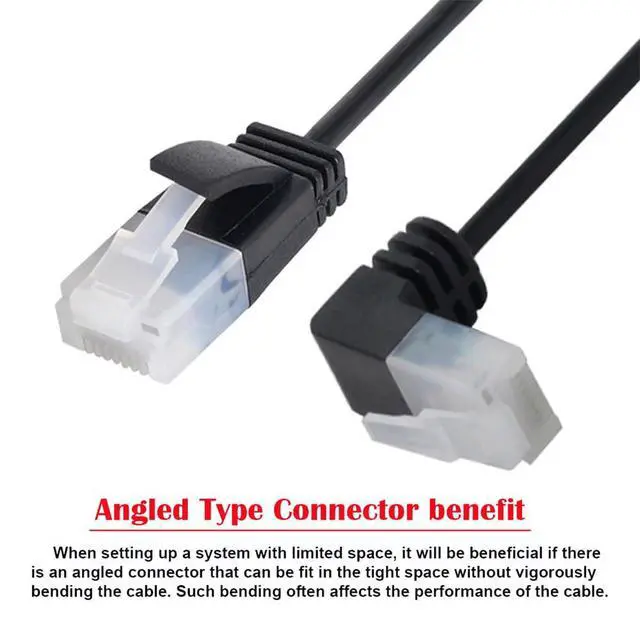 Alt view image 4 of 7 - xiwai Ultra Slim Cat6 Ethernet Cable RJ45 Up Angled to Straight UTP Network Cable Patch Cord 90 Degree Cat6a LAN for Laptop Router TV Box (2.0m)