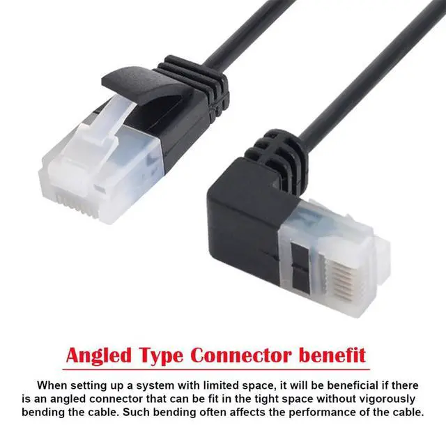 Alt view image 7 of 7 - xiwai Ultra Slim Cat6 Ethernet Cable RJ45 Down Angled to Straight UTP Network Cable Patch Cord 90 Degree Cat6a LAN for Laptop Router TV Box (1.0m)