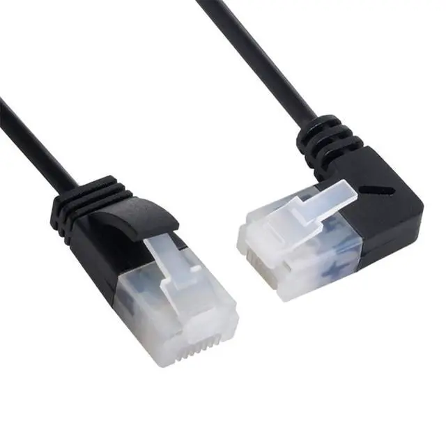 Alt view image 2 of 7 - xiwai Ultra Slim Cat6 Ethernet Cable RJ45 Left Angled to Straight UTP Network Cable Patch Cord 90 Degree Cat6a LAN for Laptop Router TV Box (2.0m)