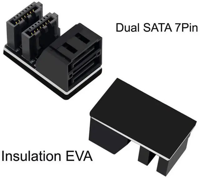 Alt view image 4 of 7 - SATA 7Pin Female to 7Pin Male Vertical 90 Degree Angled Adapter Low Profile for Desktops SSD HDD Mainboard Motherboard