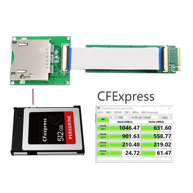 Alt view image 2 of 7 - for Mainboard NGFF M.2 NVMe to CF Express Extension Cable M2 M-Key for CFE Type-B Support R5 Z6 Z7 Memory Card