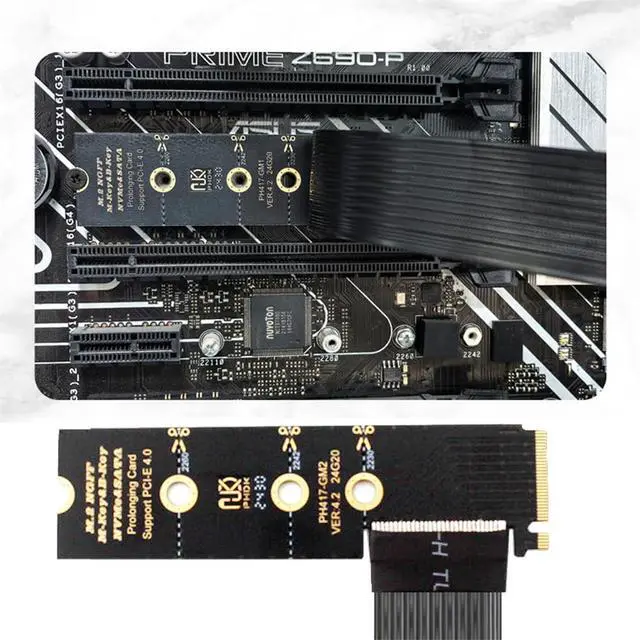 Alt view image 4 of 7 - xiwai Right Angled M.2 M-Key NGFF NVMe to PCI-E Up Angled 90 Degree Adapter | PCI-Express X1 X4 X8 X16 Socket Cable Extension Graphics Card for M2 2260 2280