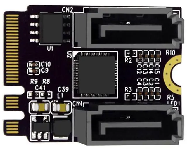 Main image of xiwai NGFF Key A+E PCI Express to SATA 3.0 6Gbps Dual Ports Adapter Converter Hard Drive Extension Card JMB582 2230