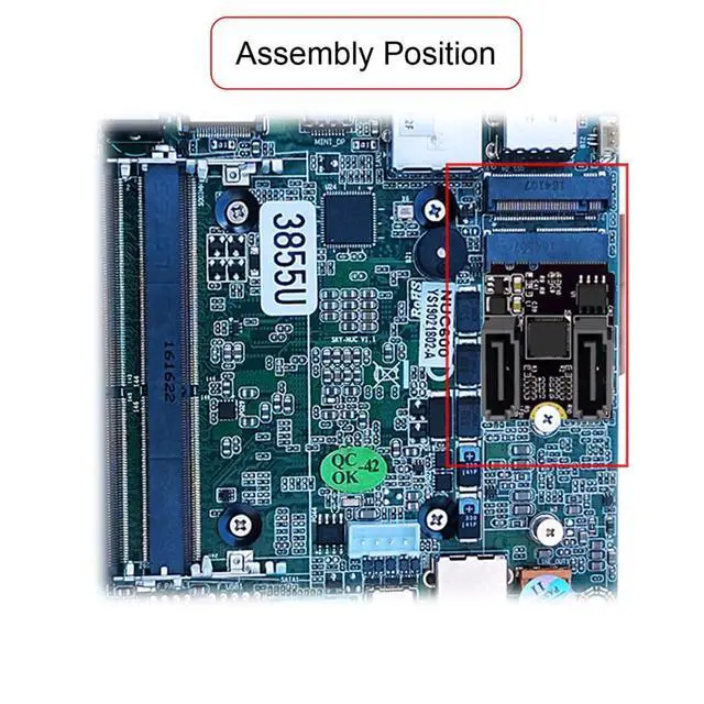Alt view image 6 of 7 - xiwai NGFF Key A+E PCI Express to SATA 3.0 6Gbps Dual Ports Adapter Converter Hard Drive Extension Card JMB582 2230
