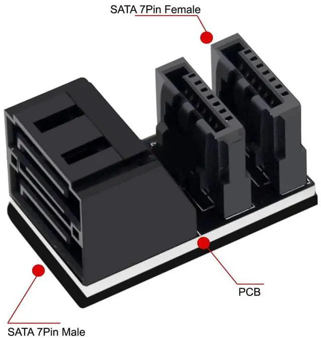 Alt view image 2 of 7 - SATA 7Pin Female to 7Pin Male Vertical 90 Degree Angled Adapter Low Profile for Desktops SSD HDD Mainboard Motherboard