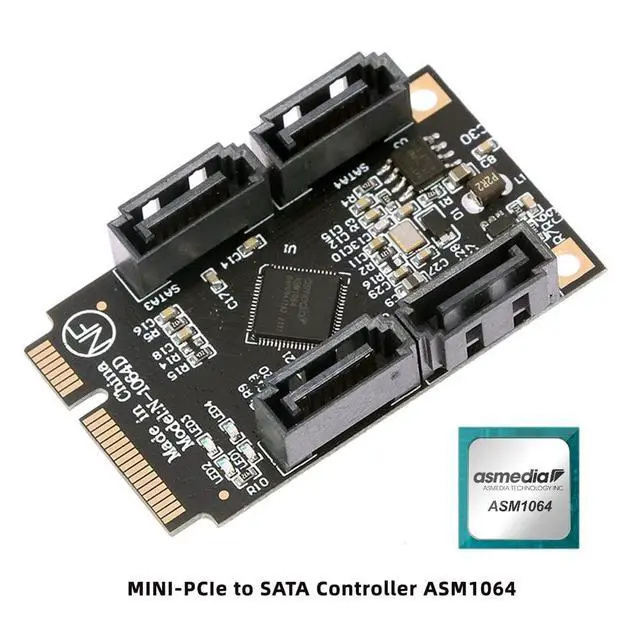 Alt view image 7 of 7 - xiwai Mini PCI Express PCI-E to SATA 3.0 Extension Card, 4-Ports Adapter Converter 6Gbps Hard Drive for SSD