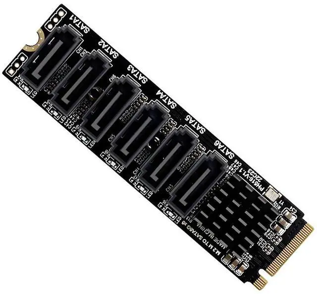 Main image of xiwai NGFF NVME M-Key PCI Express to SATA 3.0 6 Ports 6Gbps Adapter Converter Hard Drive Extension Card 2280
