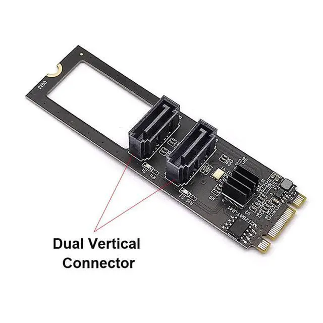 Alt view image 3 of 7 - Vertical JMB582 2280 NGFF Key B+M PCI Express to SATA 3.0 6Gbps Dual Ports Adapter Converter Hard Drive Extension Card