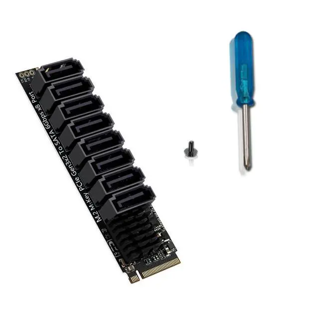 Alt view image 2 of 6 - xiwai NGFF NVME M-Key PCI Express to SATA 3.0 8 Ports 6Gbps Adapter Converter Hard Drive Extension Card 2280