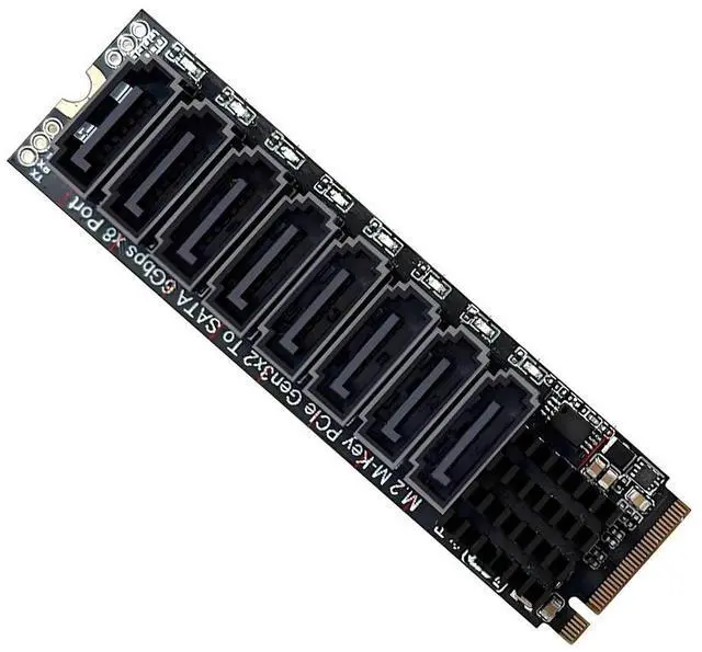 Main image of xiwai NGFF NVME M-Key PCI Express to SATA 3.0 8 Ports 6Gbps Adapter Converter Hard Drive Extension Card 2280