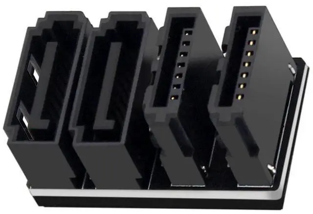 Main image of xiwai SATA 7Pin Female to 7Pin Male 360 Degree Angled Adapter Dual Port Low Profile for Desktops SSD HDD Mainboard Motherboard