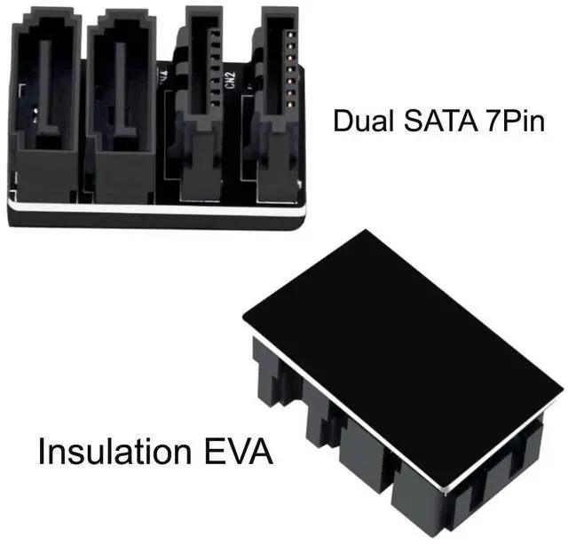 Alt view image 3 of 7 - xiwai SATA 7Pin Female to 7Pin Male 360 Degree Angled Adapter Dual Port Low Profile for Desktops SSD HDD Mainboard Motherboard