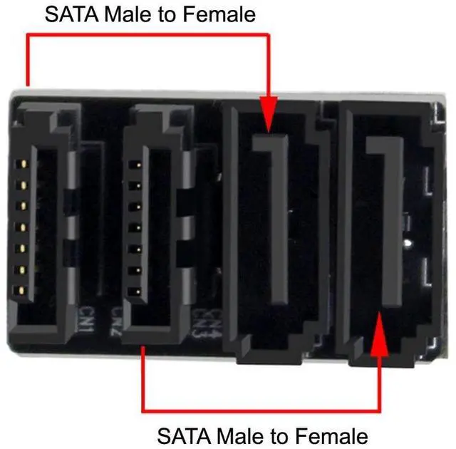 Alt view image 4 of 7 - xiwai SATA 7Pin Female to 7Pin Male 360 Degree Angled Adapter Dual Port Low Profile for Desktops SSD HDD Mainboard Motherboard