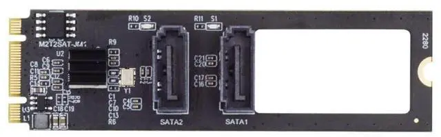 Main image of Vertical JMB582 2280 NGFF Key B+M PCI Express to SATA 3.0 6Gbps Dual Ports Adapter Converter Hard Drive Extension Card