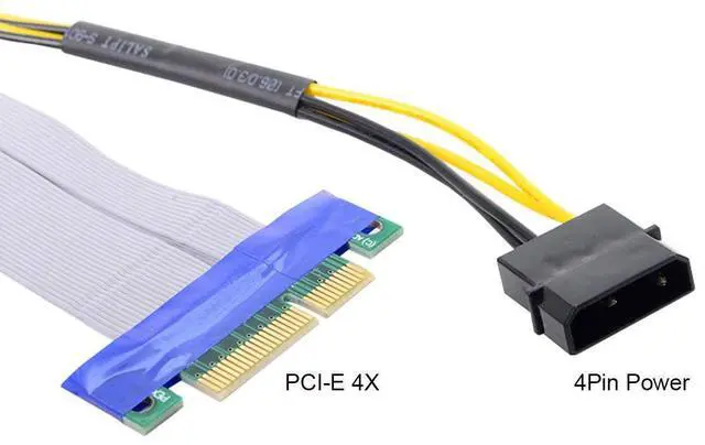 Alt view image 2 of 6 - CY PCI-E Express 4X to 16x Flex Cable Riser Card Extender Converter Adapter with 4pin 15cm