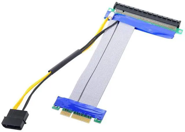 Alt view image 5 of 6 - CY PCI-E Express 4X to 16x Flex Cable Riser Card Extender Converter Adapter with 4pin 15cm