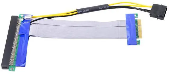 Alt view image 6 of 6 - CY PCI-E Express 4X to 16x Flex Cable Riser Card Extender Converter Adapter with 4pin 15cm