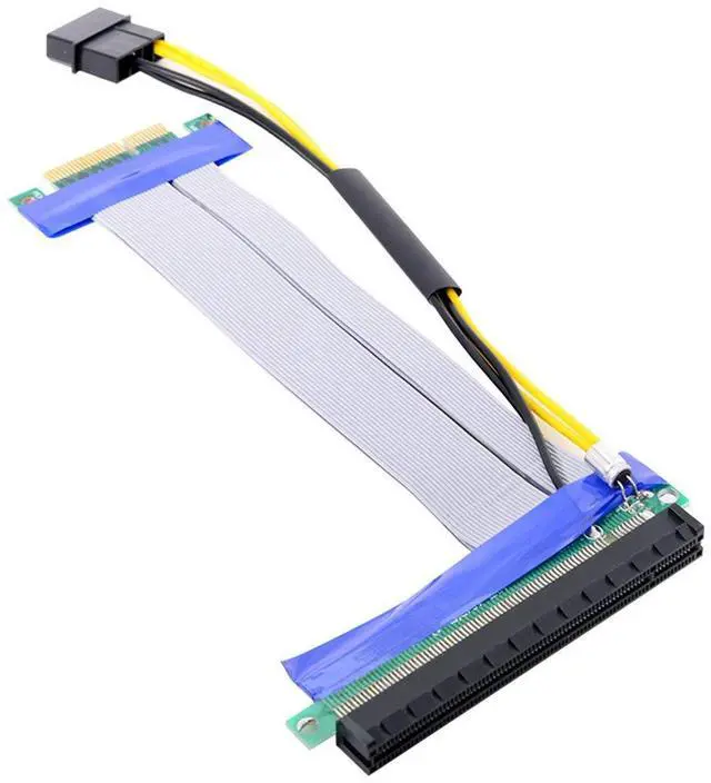 Alt view image 4 of 6 - CY PCI-E Express 4X to 16x Flex Cable Riser Card Extender Converter Adapter with 4pin 15cm